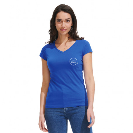 Tee shirt col V femme Moon couleur